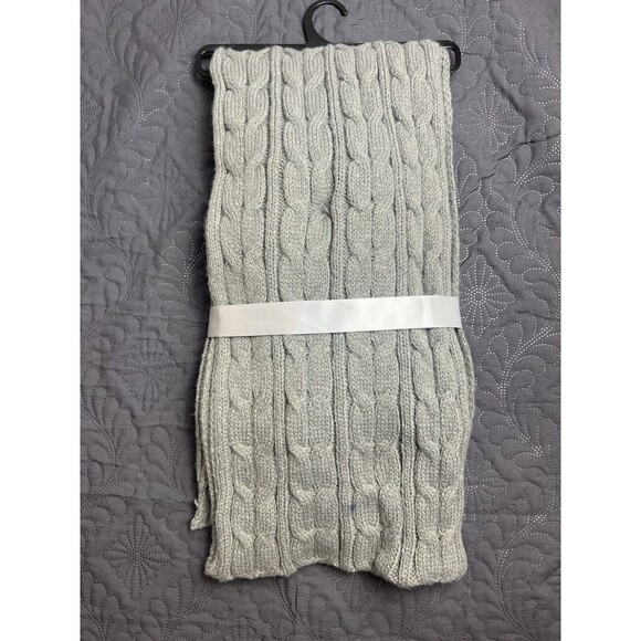 Dot Dash 3pc Cable Knit Pom Pom Hat, Gloves & Scarf Gray NWT Fall Winter Chic - Picture 4 of 6